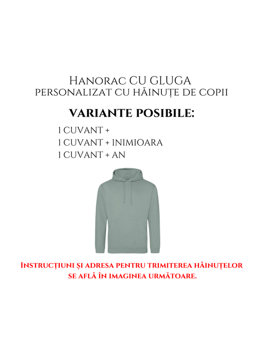 Hanorac cu gluga personalizat cu hăinuțe de la copii