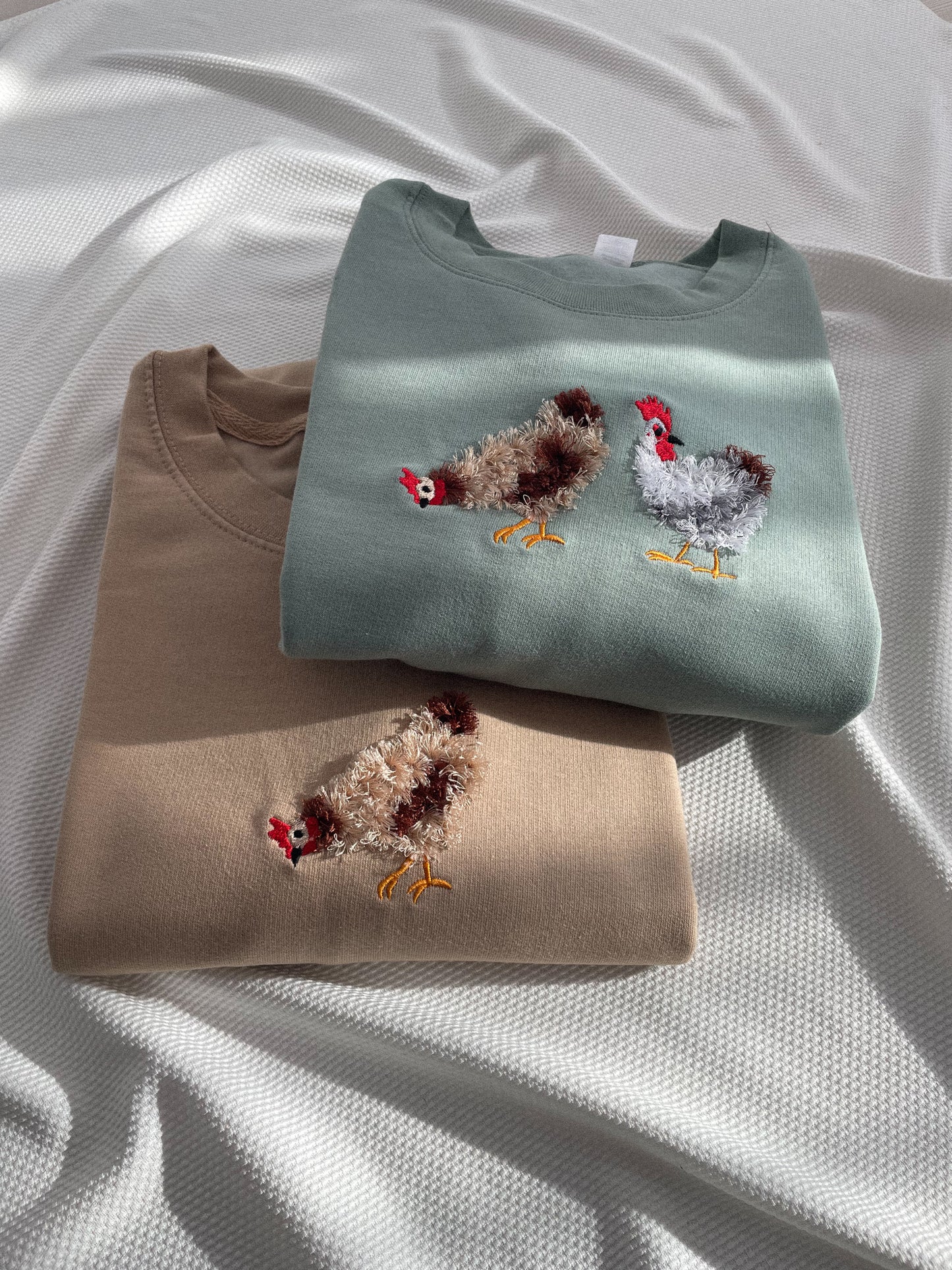 Fluffy Chickens Embroidered Sweatshirt