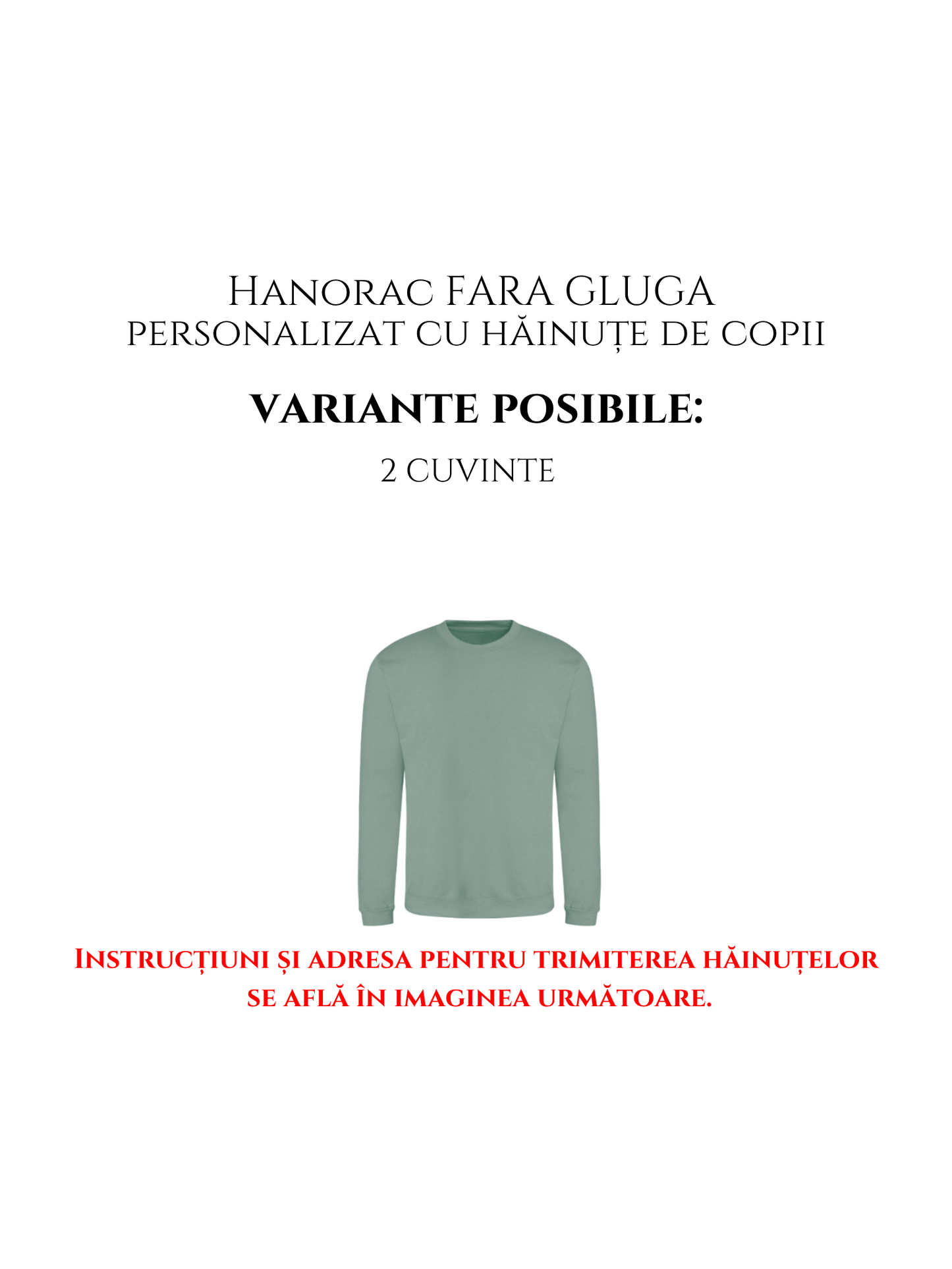 Hanorac fără glugă personalizat cu hăinuțe de la copii