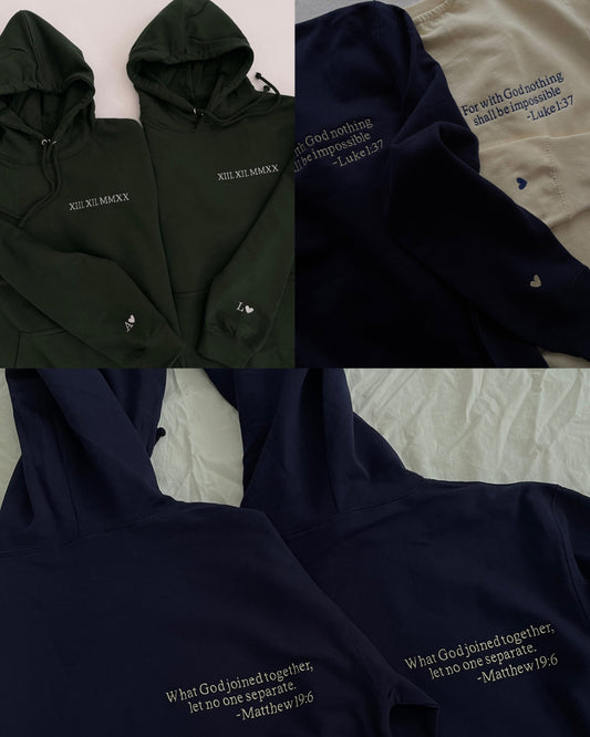 Hanorac personalizat brodat: text la alegere + inițială