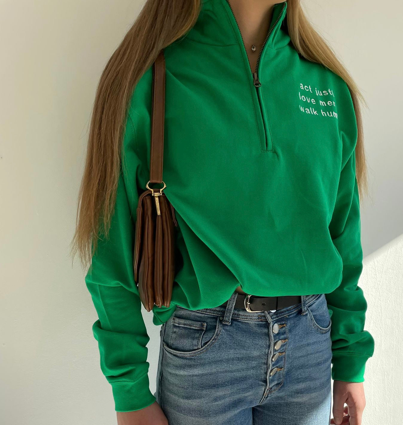 Act Justly Love Mercy Walk Humbly Embroidered Sweatshirt