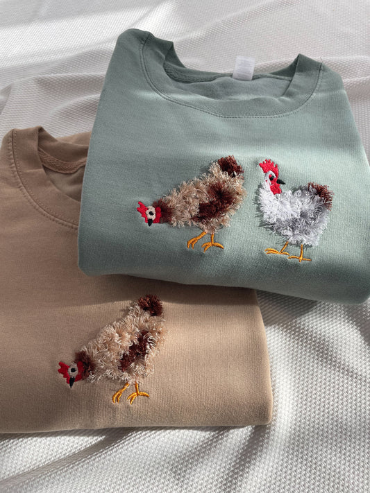 Fluffy Chickens Embroidered Sweatshirt