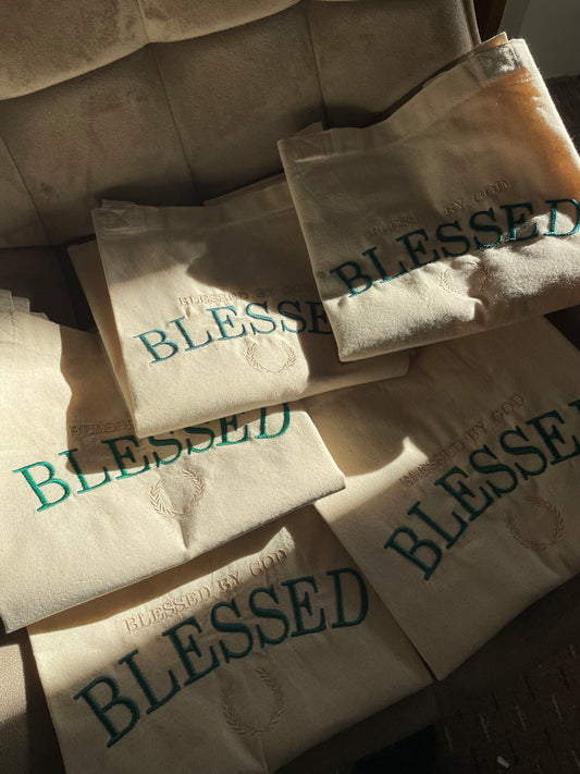 BLESSED Embroidered Tote Bag